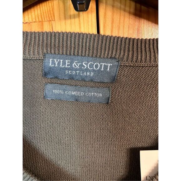 Lyle And Scott Scotland Mens V-Neck Moss Green Shetland Isle Sweater XXL Nwt (41 - Picture 3 of 5